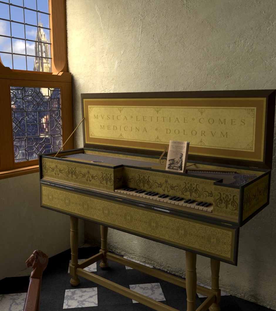 The Music Lesson (virginals closeup)